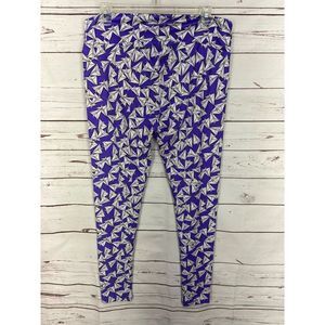 LulaRoe Paper Airplane Print LEGGINGS *Purple* One Size (2-10) women's Pants Com